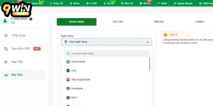 Rút Tiền 9win